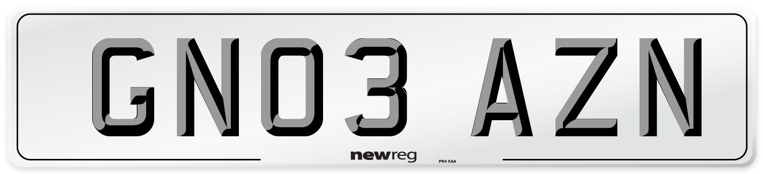 GN03 AZN Number Plate from New Reg